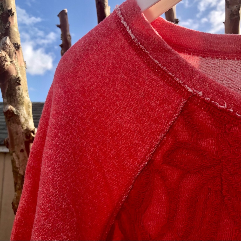 Mossimo Sweatshirt Top Distressed Lace Overlay Sweatshirt Coral Juniors - Picture 9 of 11